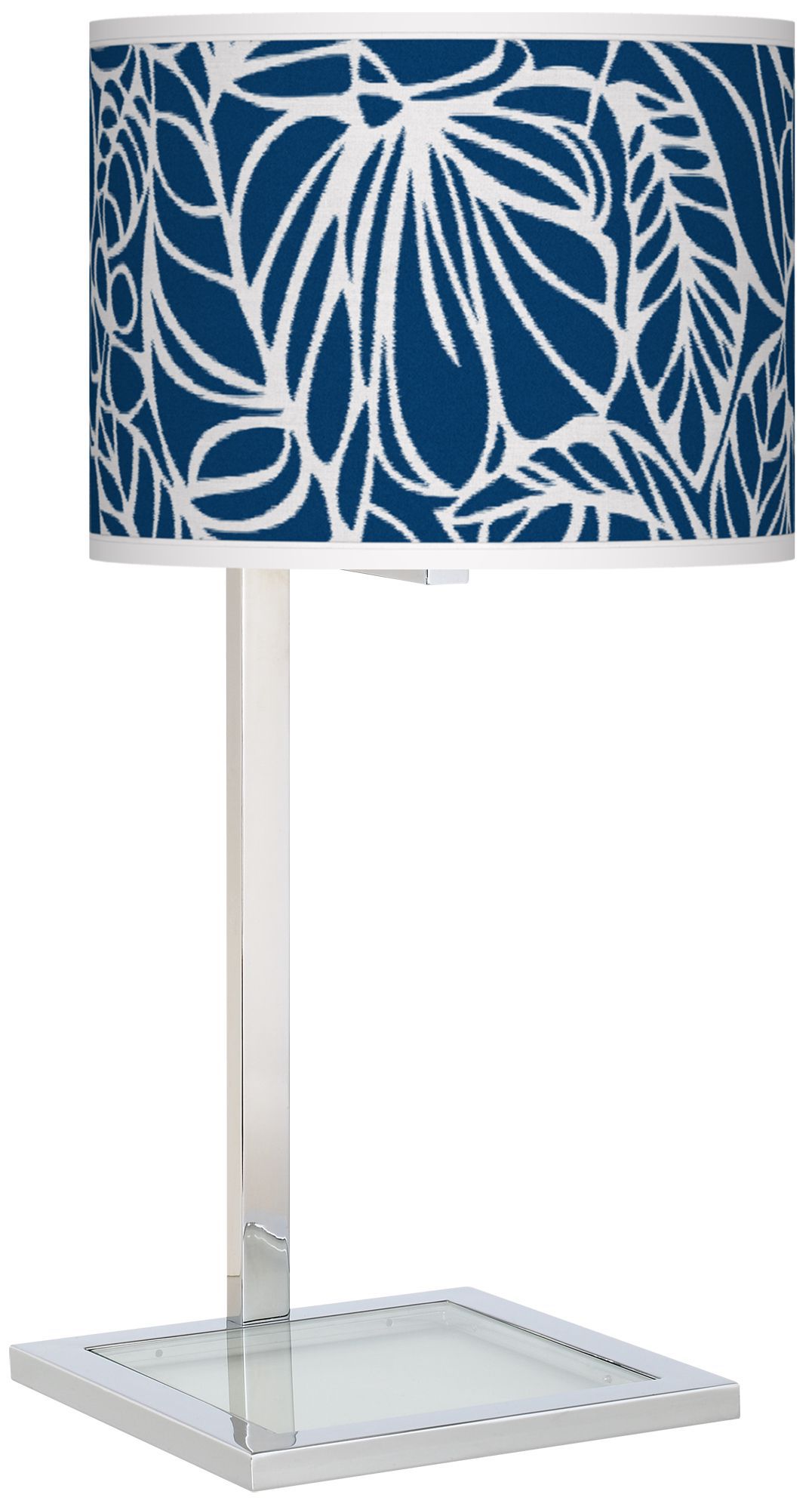 Jungle Rain Giclee Glass Inset Table Lamp