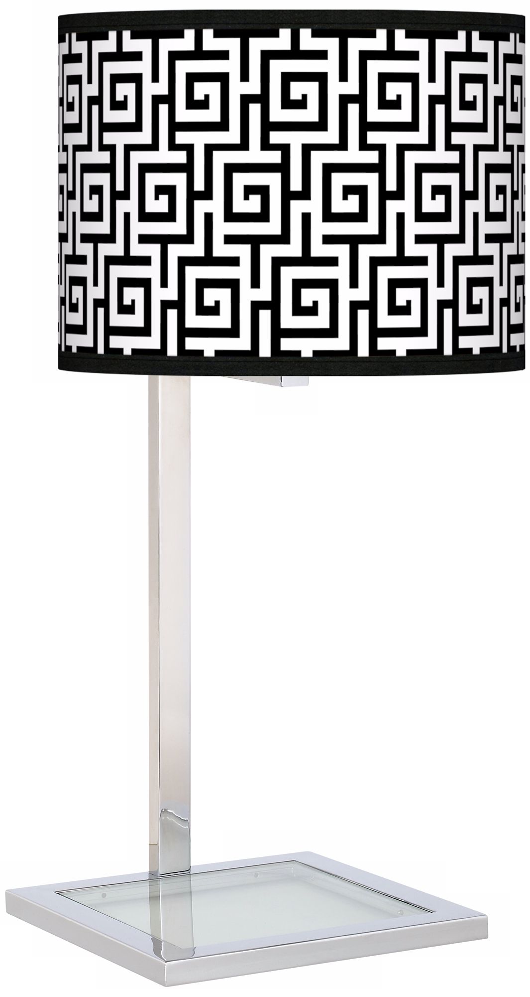 Greek Key Glass Inset Giclee Table Lamp