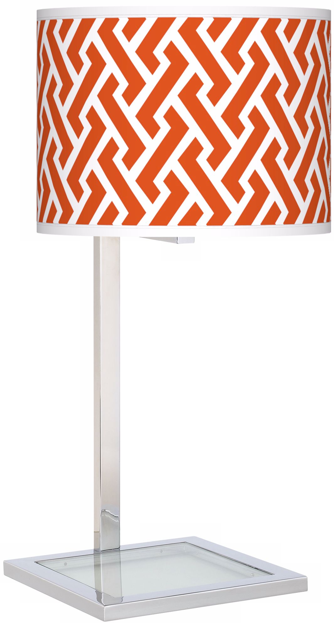 Red Brick Weave Glass Inset Giclee Table Lamp