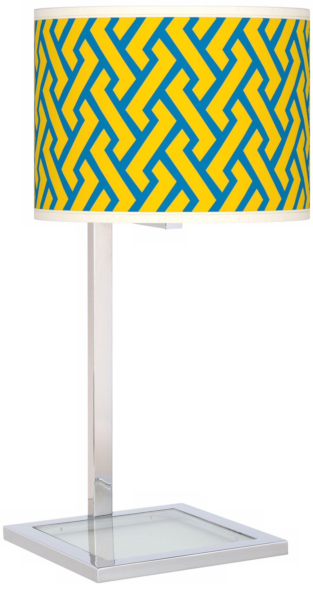 Yellow Brick Weave Glass Inset Giclee Table Lamp