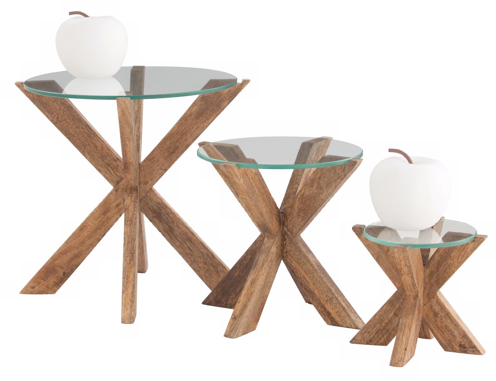 Gwenieve Wood and Glass Set of 3 Stands