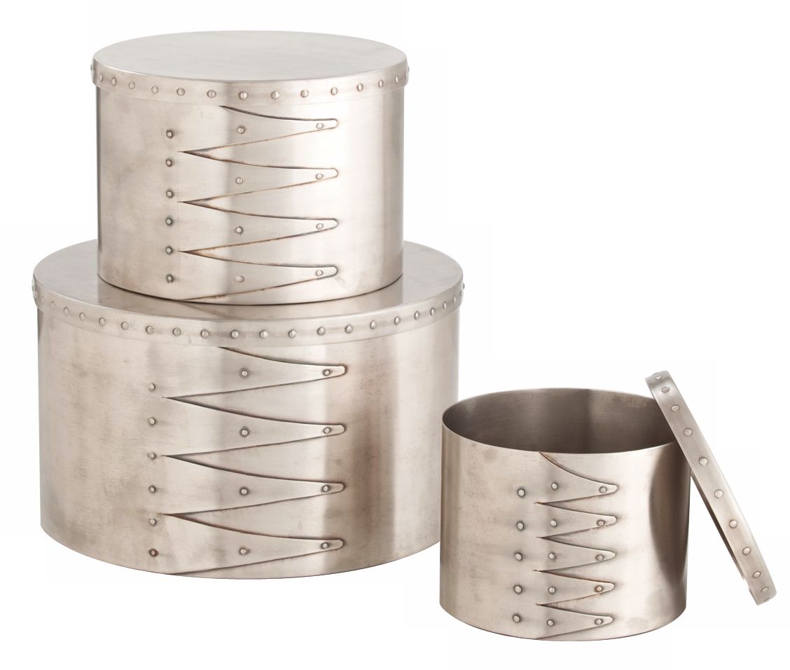 Ely Antique Silver Finish Set of 3 Nesting Boxes