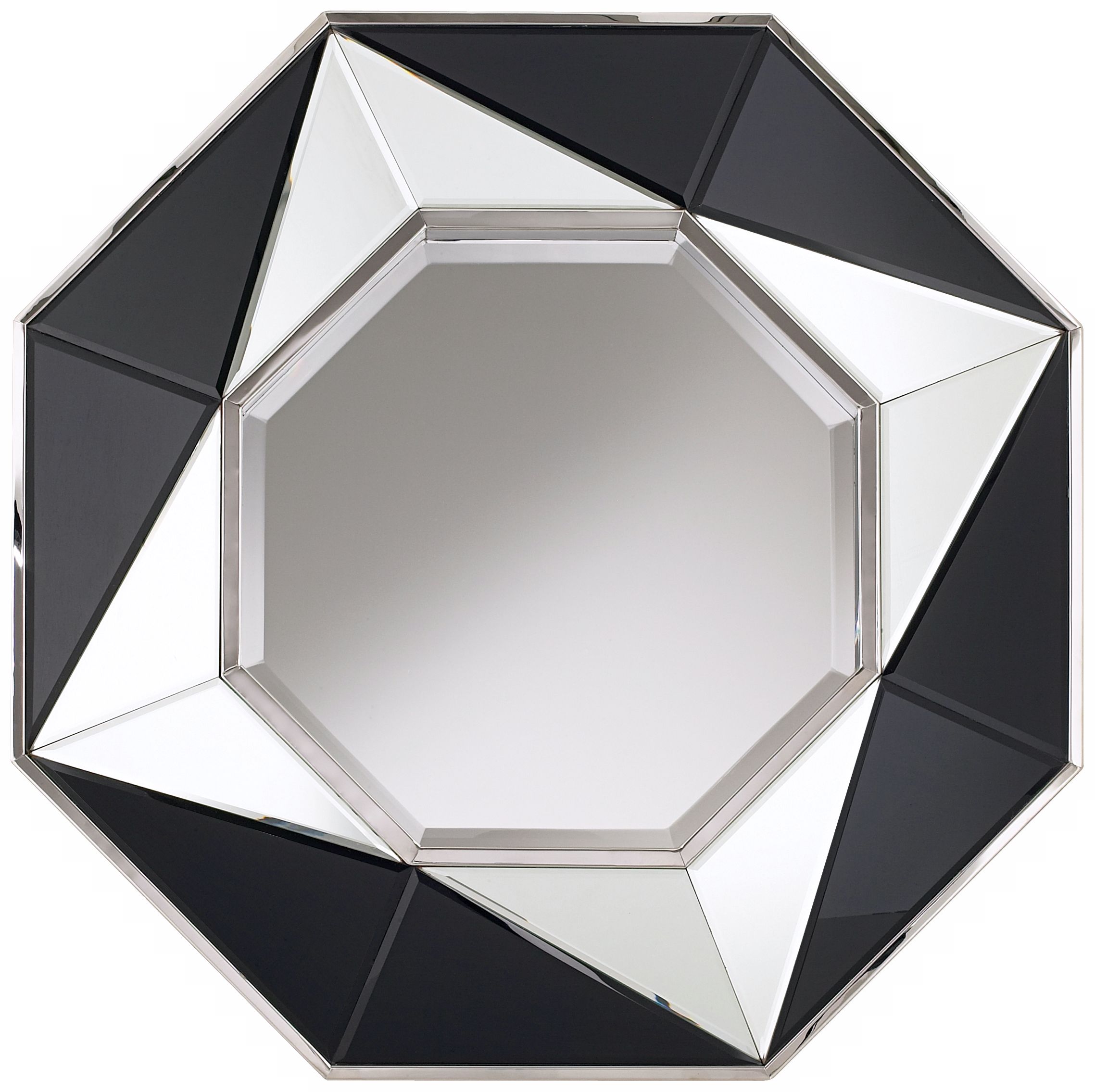 Black and Clear Glass Octagonal 26" Wide Wall Mirror