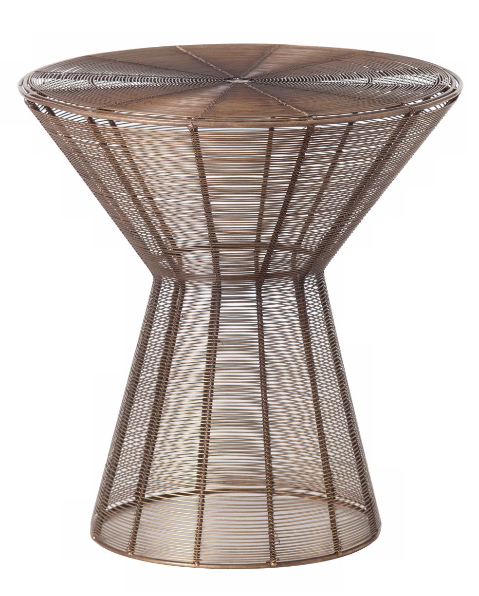 Elton Vintage Brass Finish Iron Wire Accent Table