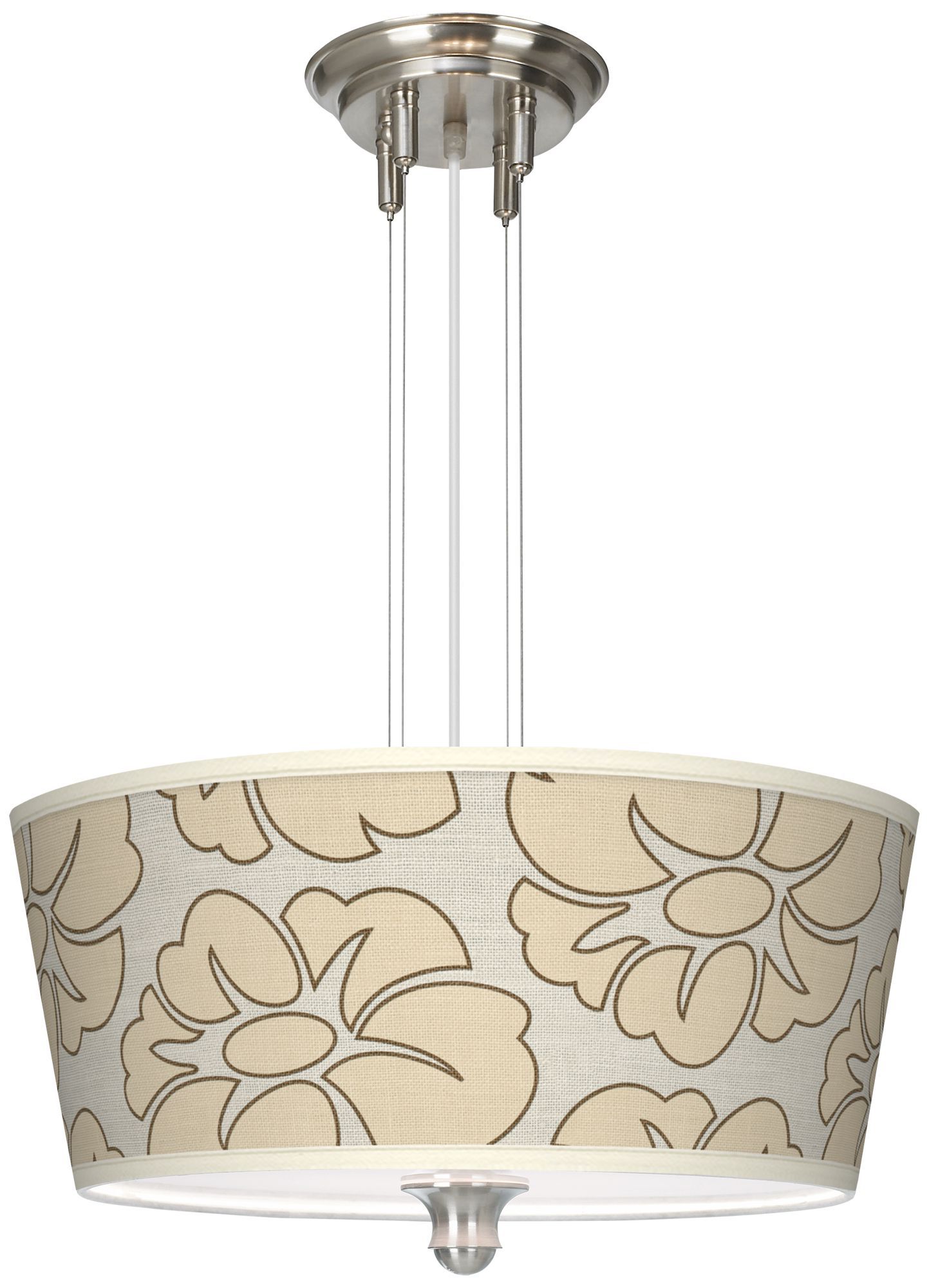Floral Silhouette Giclee 18" Wide Pendant Chandelier