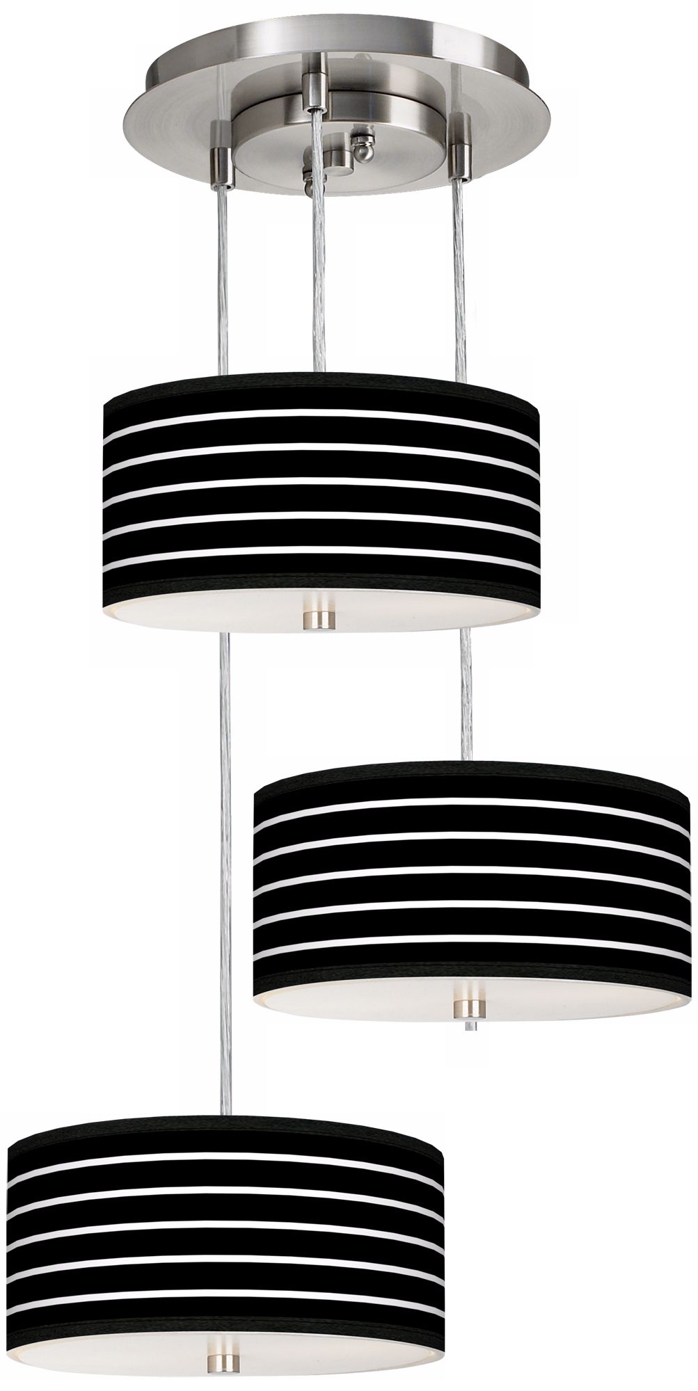 Bold Black Stripe 3-in-1 Drum Shade Giclee Pendant
