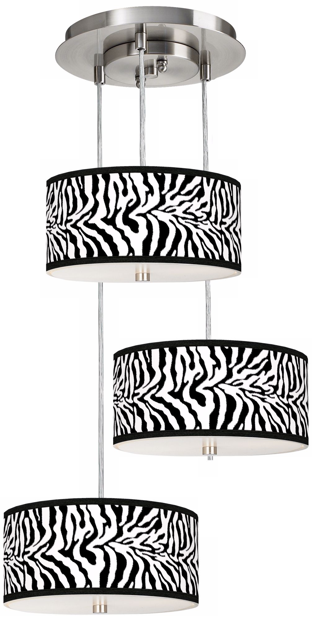 Safari Zebra 3-in-1 Drum Shade Giclee Pendant