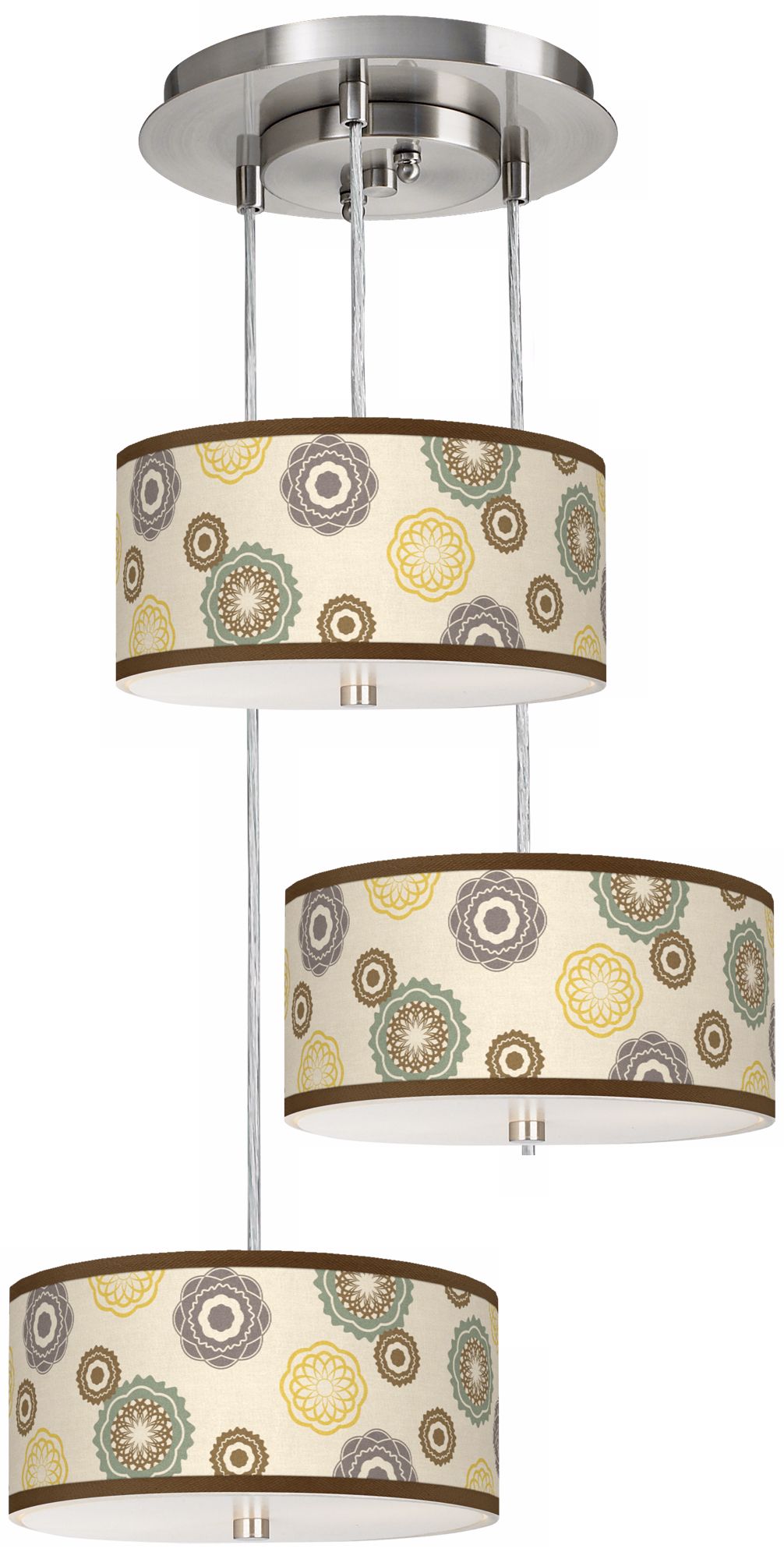 Ornament Lines 3-in-1 Drum Shade Giclee Pendant
