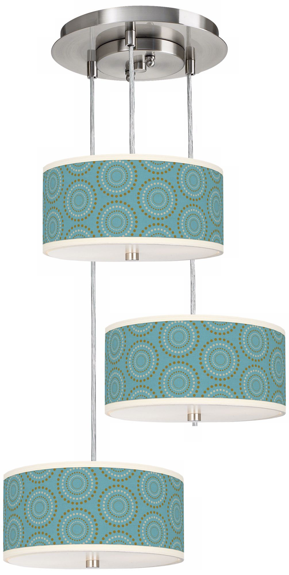 Blue Calliope Linen 3-in-1 Drum Shade Giclee Pendant