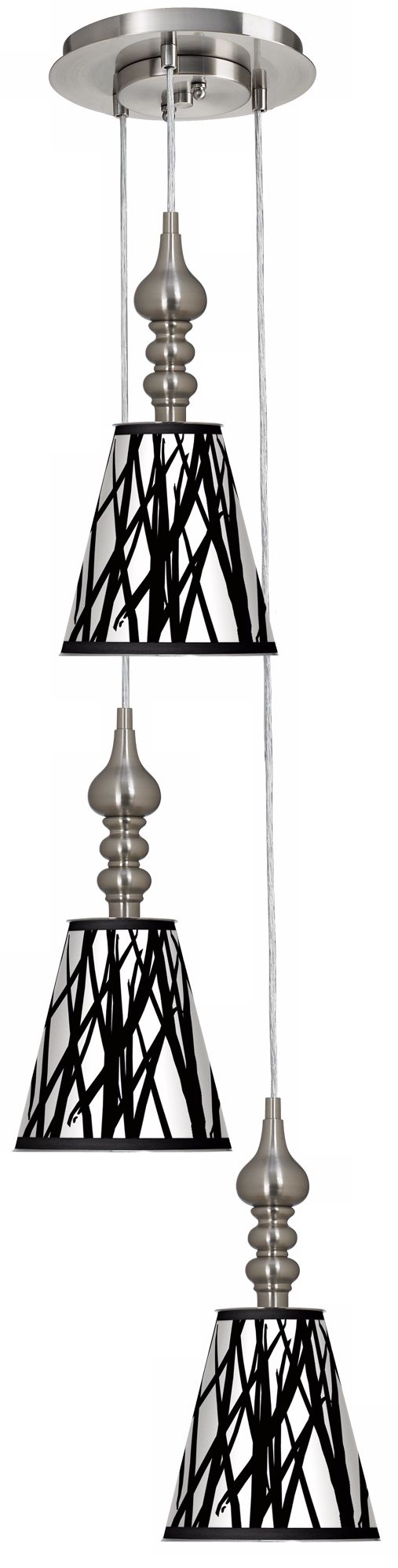 Black Jagged Stripes 3-in-1 Metal Cone Giclee Pendant