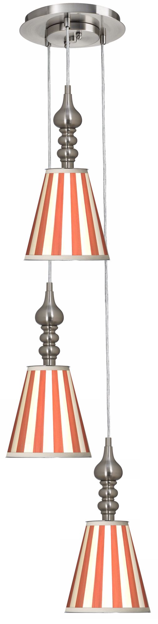 Seaside Stripe Red 3-in-1 Metal Cone Giclee Pendant