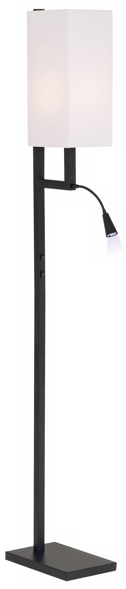 Black Contemporary Floor Lamp with LED Reading Light