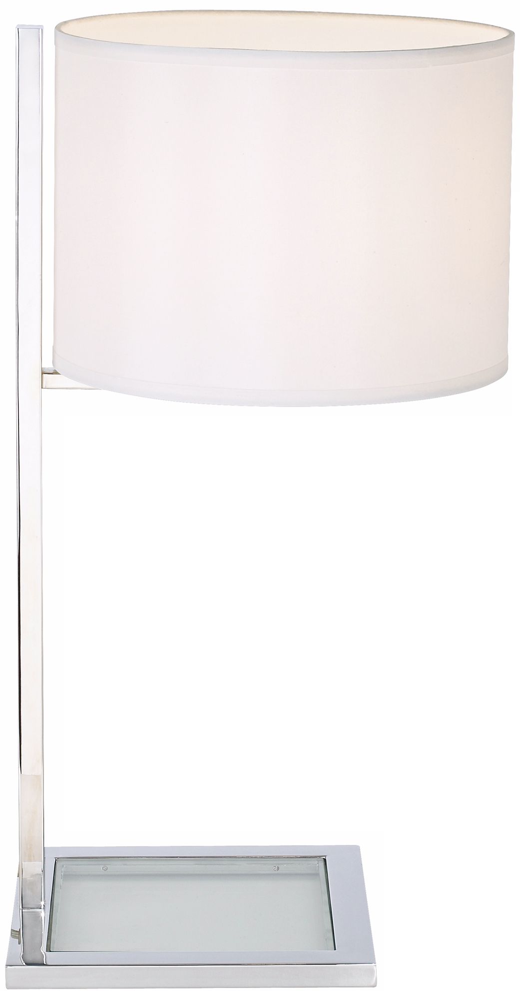 Glass Inset Base Chrome Table Lamp