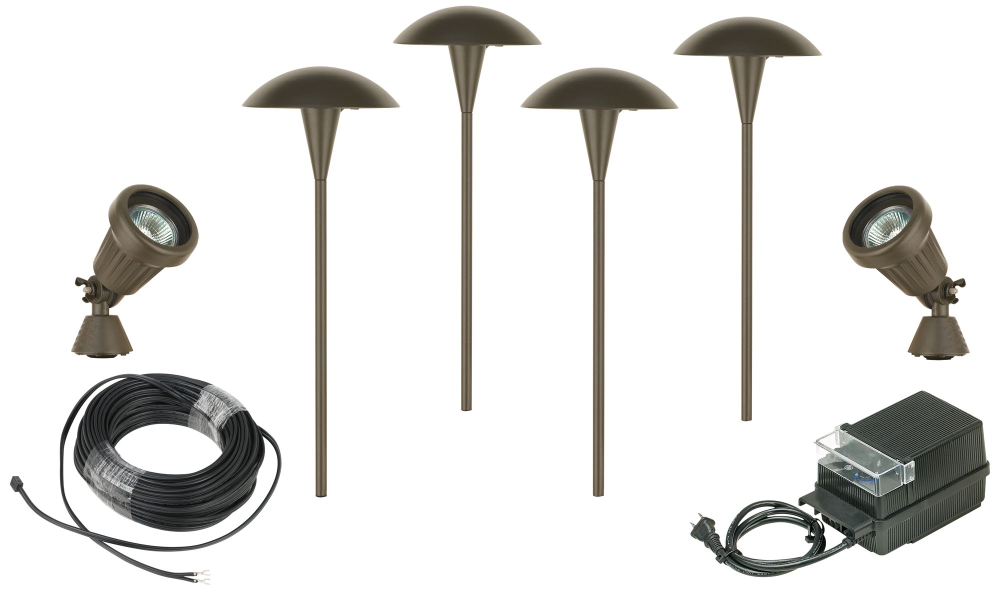 Six Light Mushroom and Spot Low Voltage Landscape Light Kit