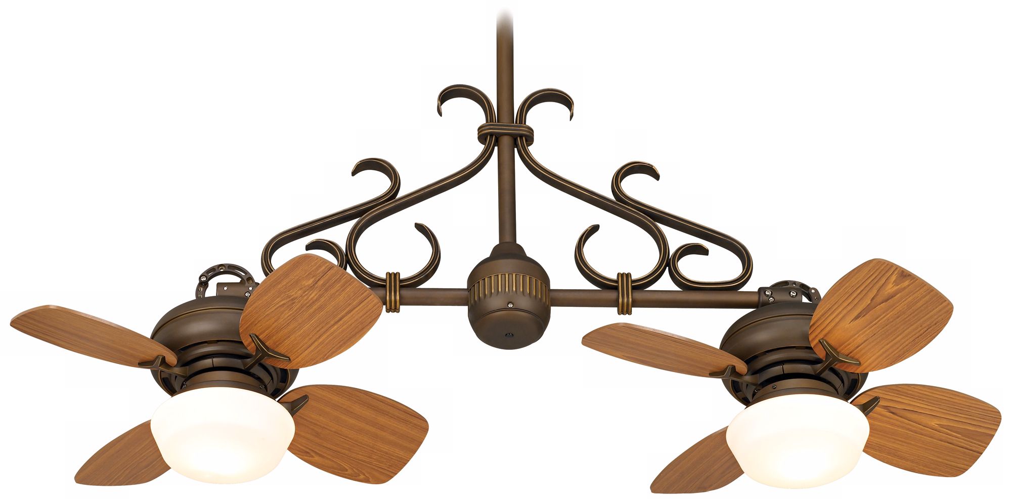 Casa Vieja Hacienda Twin Fan Bronze Scroll Ceiling Fan