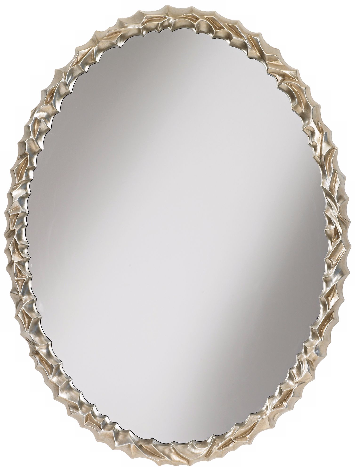 Antique Silver Relief Oval 35 1/2" High Mirror