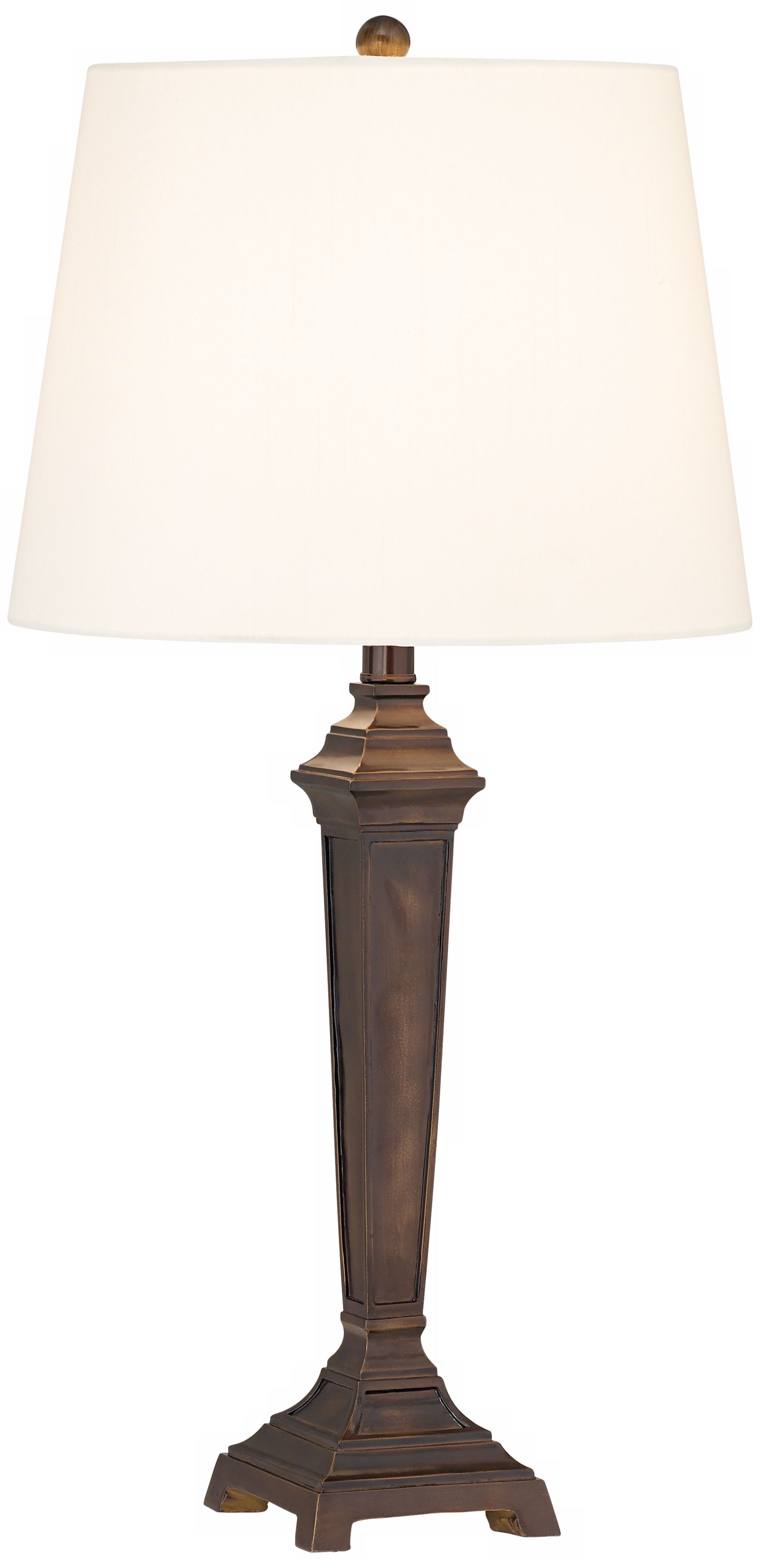 Dark Walnut Wood Tone Tapered Square Base Table Lamp