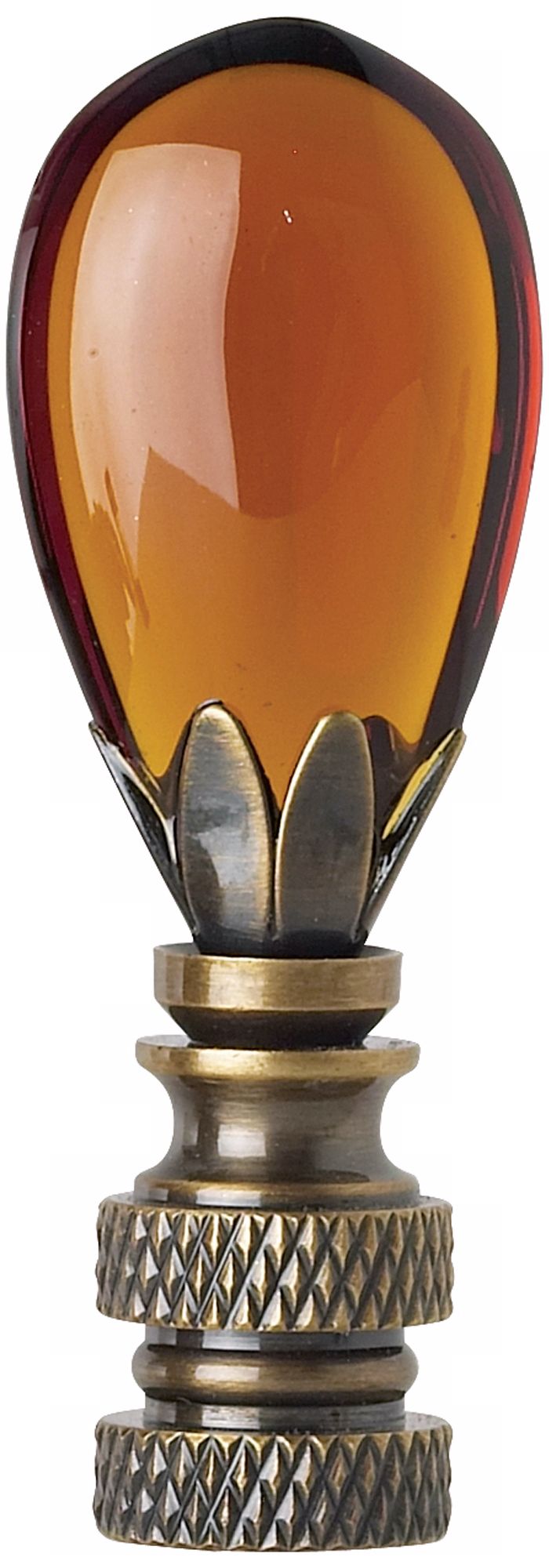 Bronze Finish Amber Glass Teardrop Finial