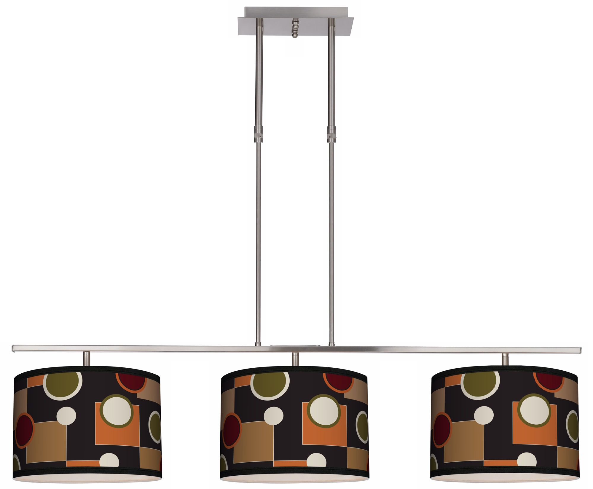 Retro Medley 46" Wide Bar Hanging 3-Drum Island Light