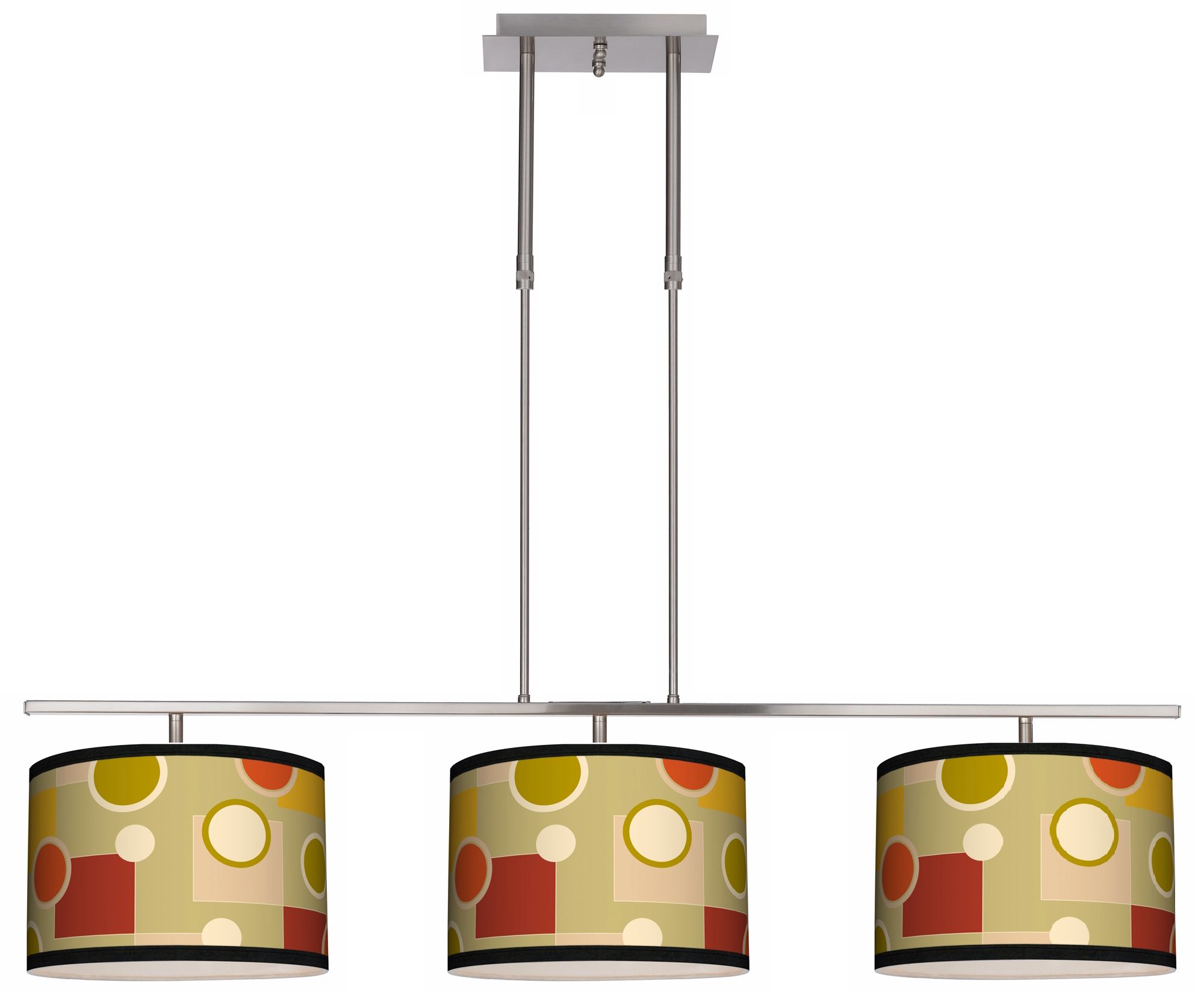 Retro Citrus Medley 46" Wide Bar Hanging 3 Drum Island Light