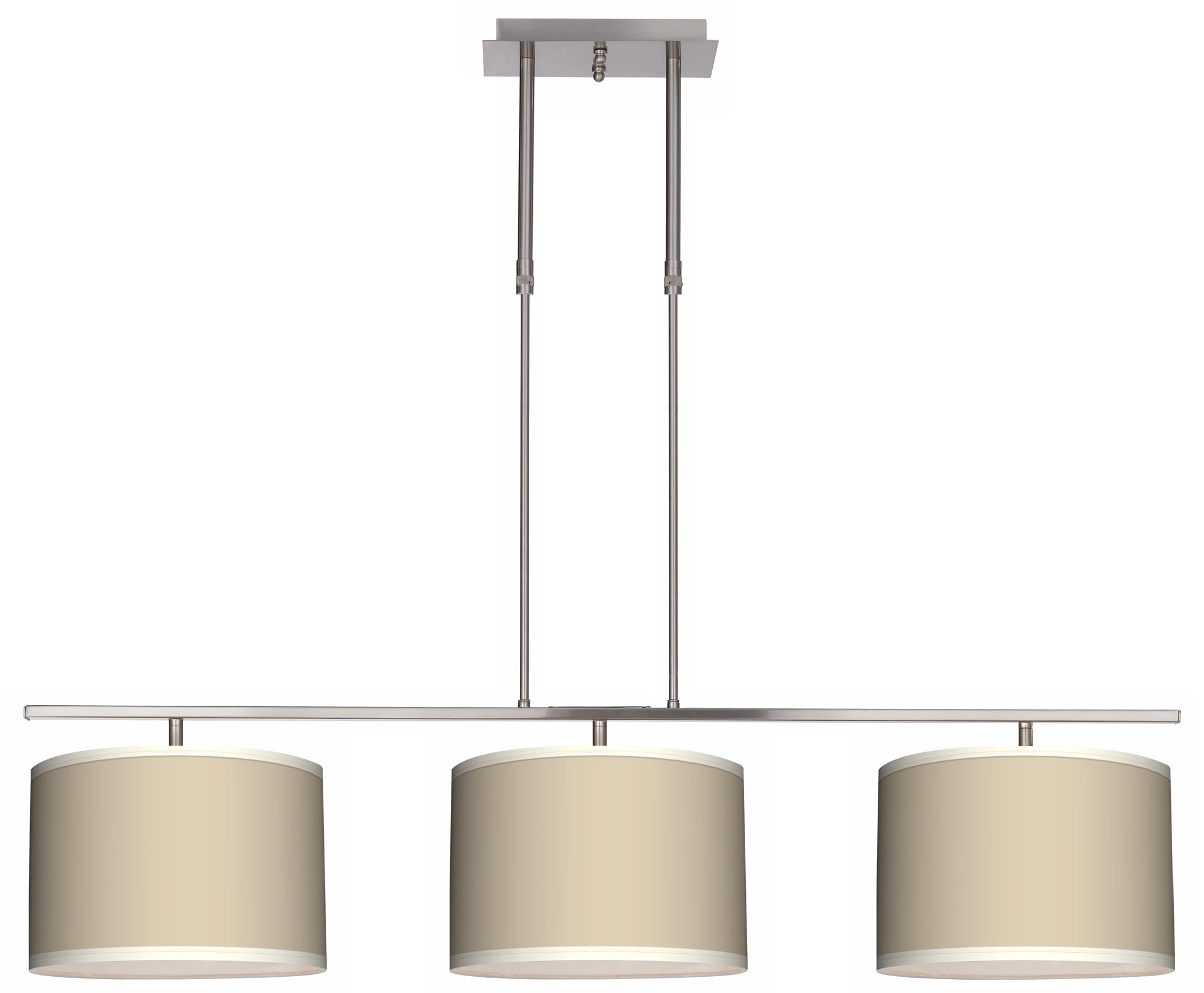 Softer Tan 46" Wide Bar Hanging 3 Drum Island Light