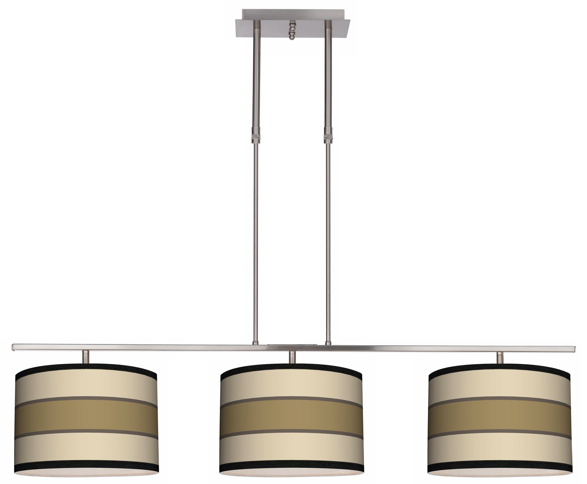 Tones of Beige 46" Wide Bar Hanging 3 Drum Island Light