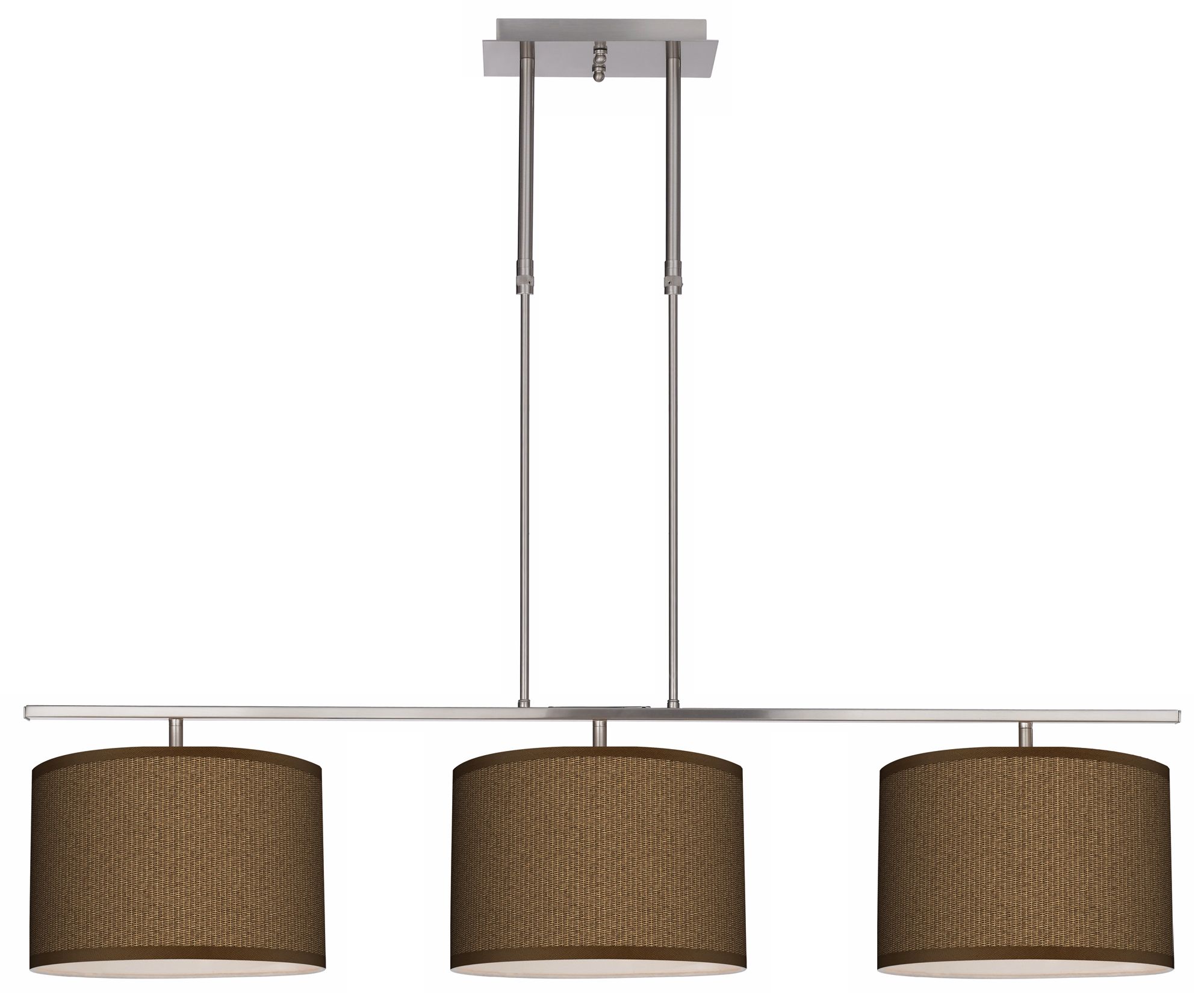 Khaki 46" Wide Bar Hanging 3 Drum Island Light