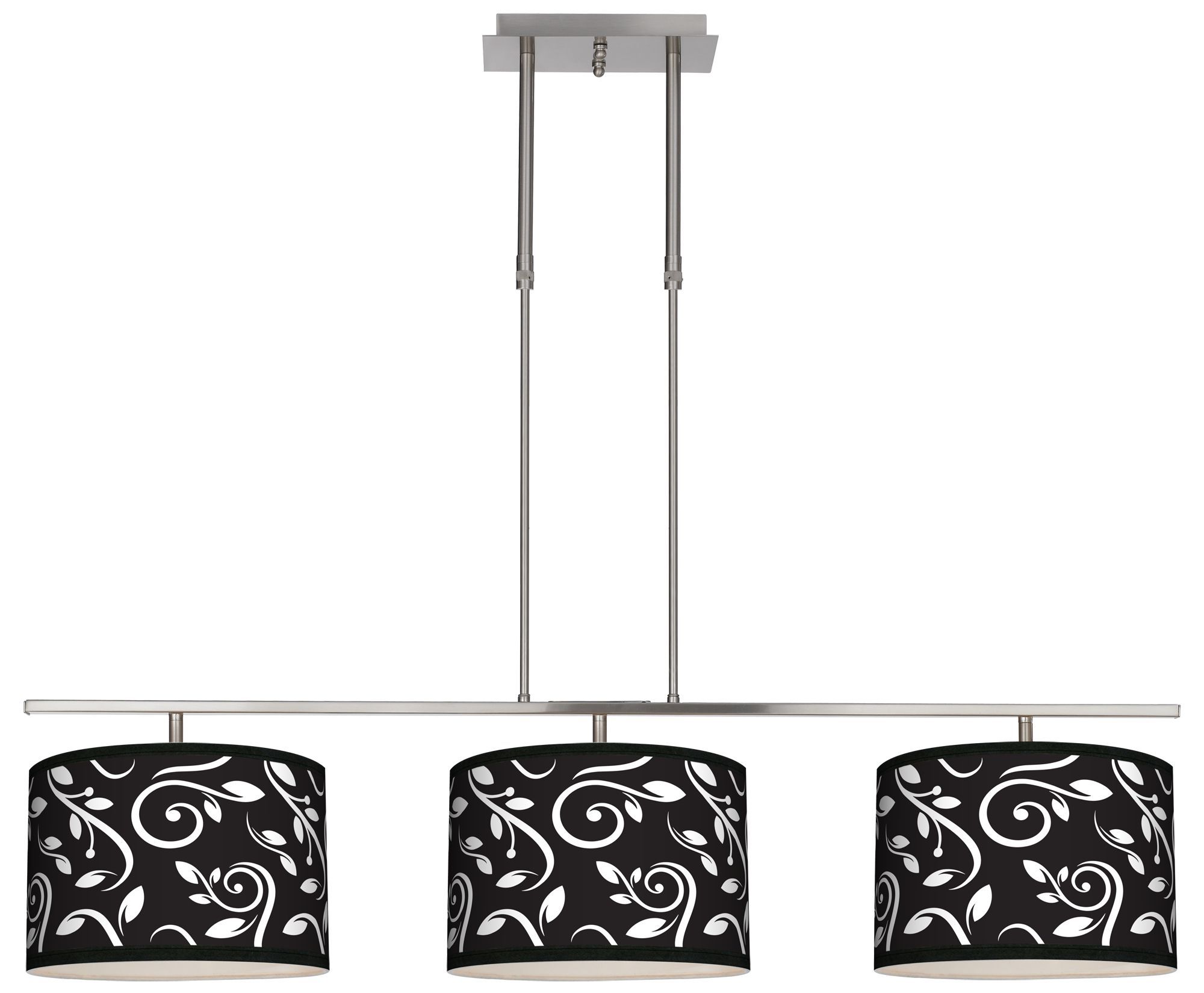 Swirling Vines 46" Wide Bar Hanging 3 Drum Island Light