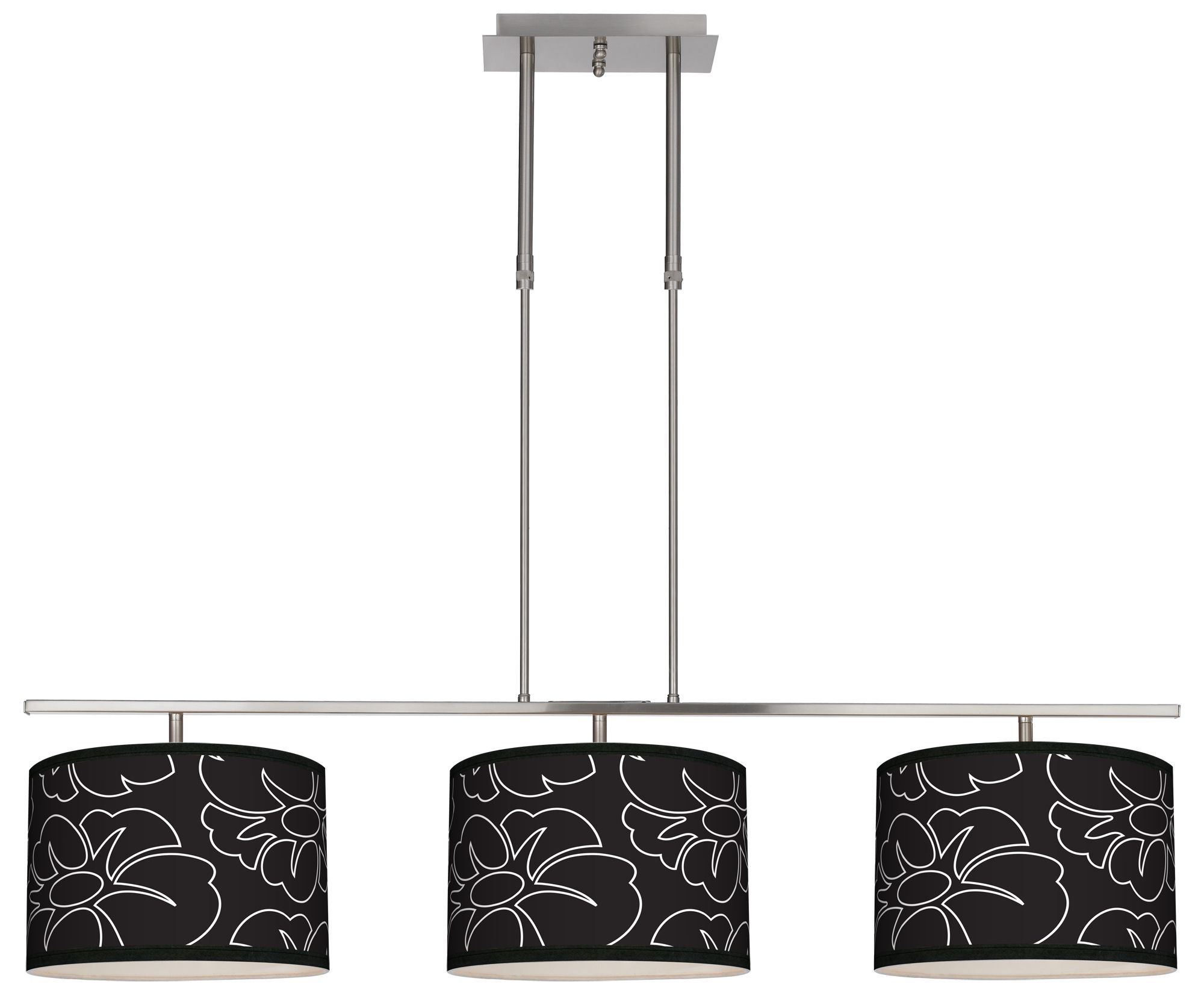 Summer Silhouette 46" Wide Bar Hanging 3 Drum Island Light