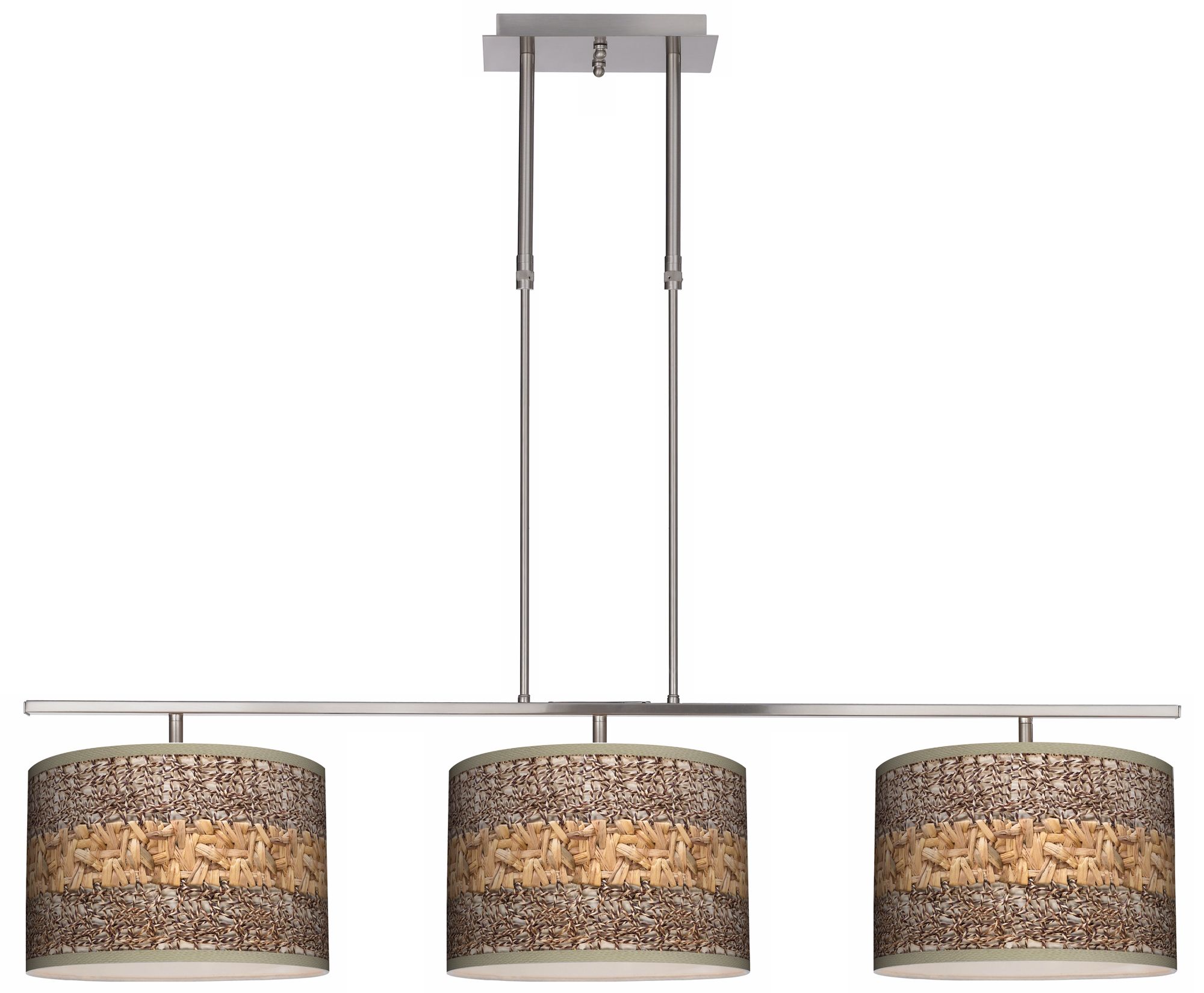 Woven Fundamentals 46" Wide Bar Hanging 3 Drum Island Light