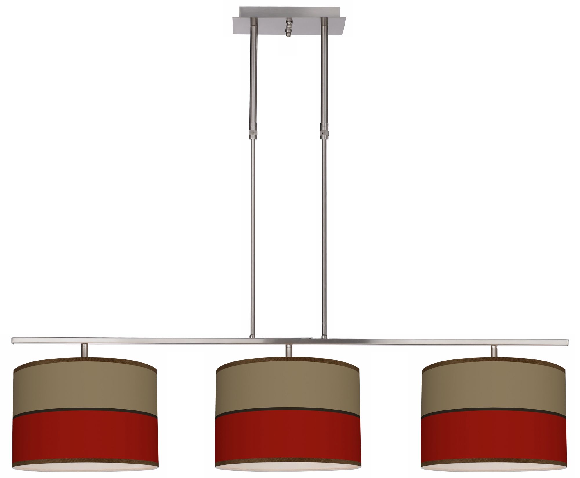 Empire Red 46" Wide Bar Hanging 3 Drum Island Light