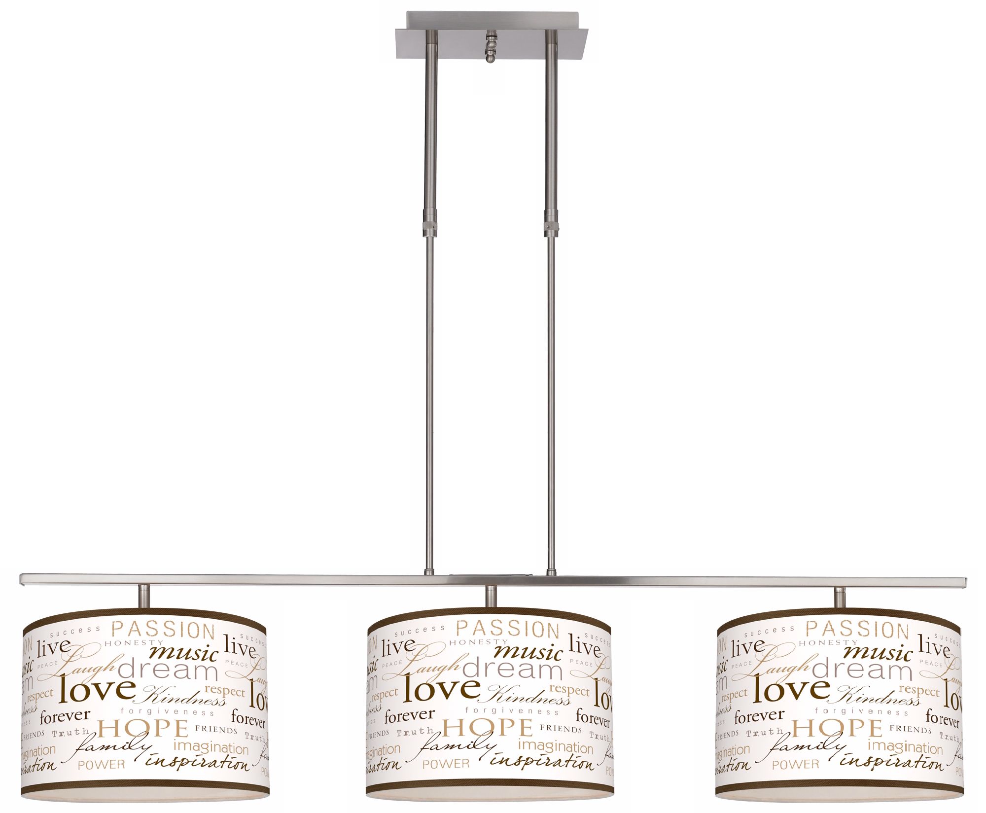 Positivity 46" Wide Bar Hanging 3 Drum Island Light