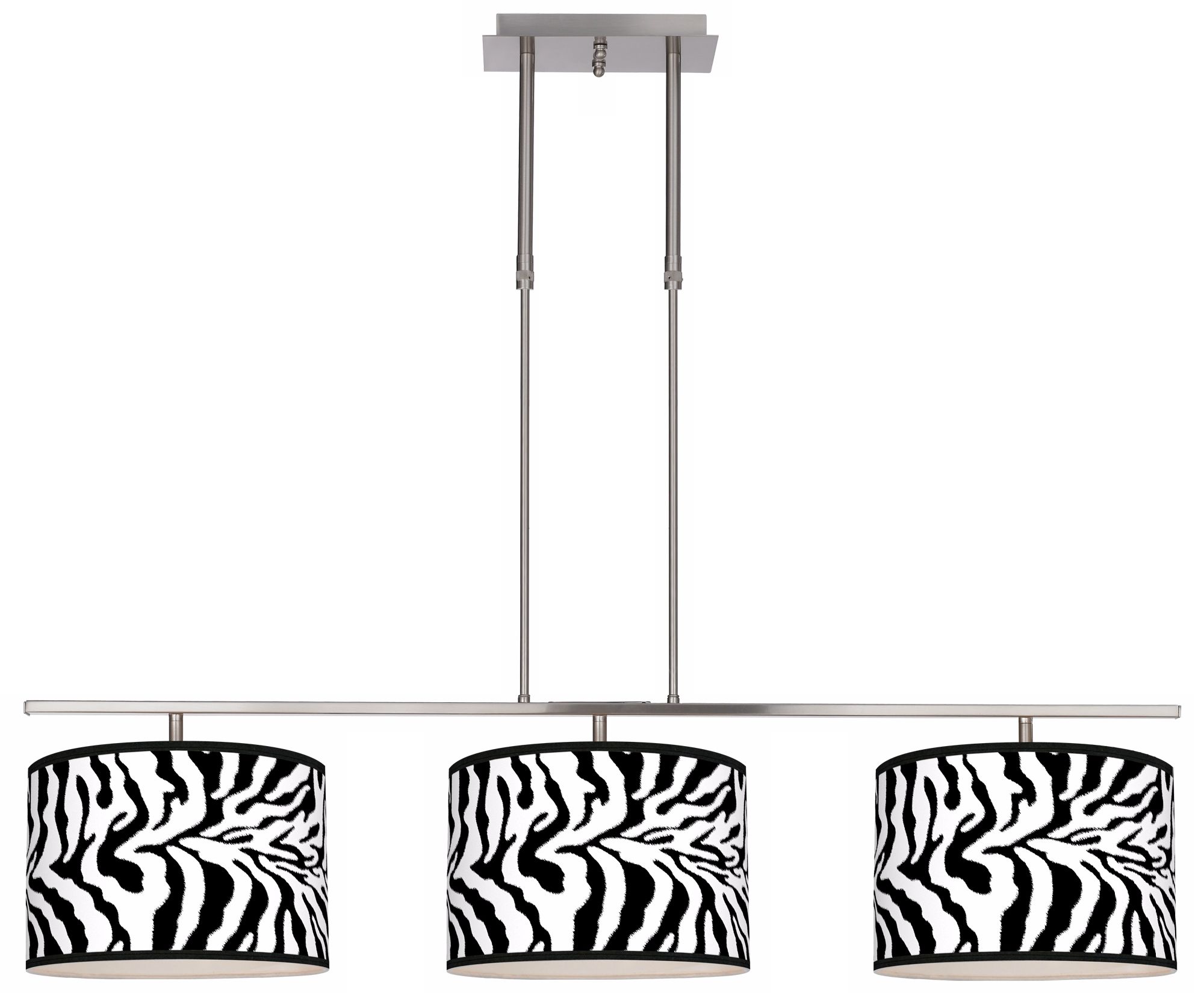 Safari Zebra 46" Wide Bar Hanging 3 Drum Island Light