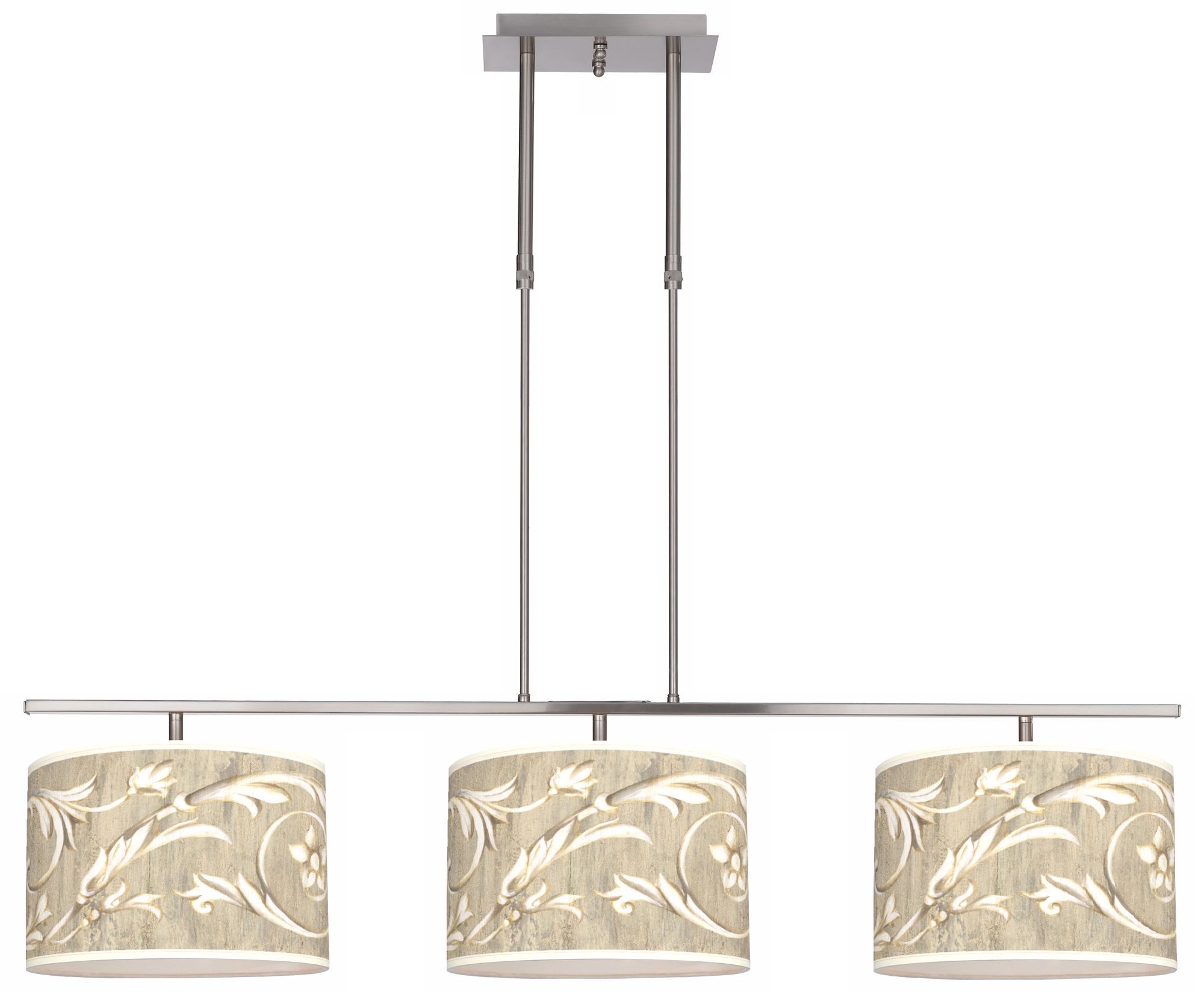 Laurel Court 46" Wide Bar Hanging 3 Drum Island Light