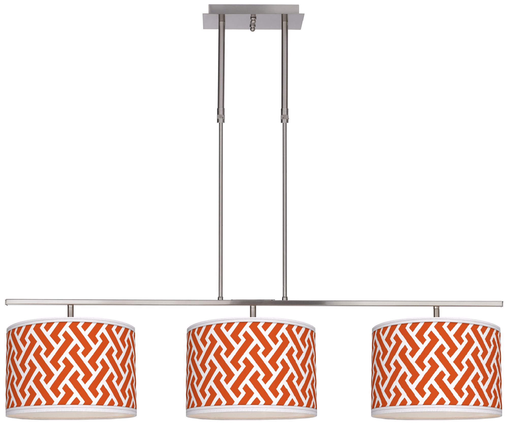 Red Brick Weave 46" Wide Bar Hanging 3 Drum Island Light