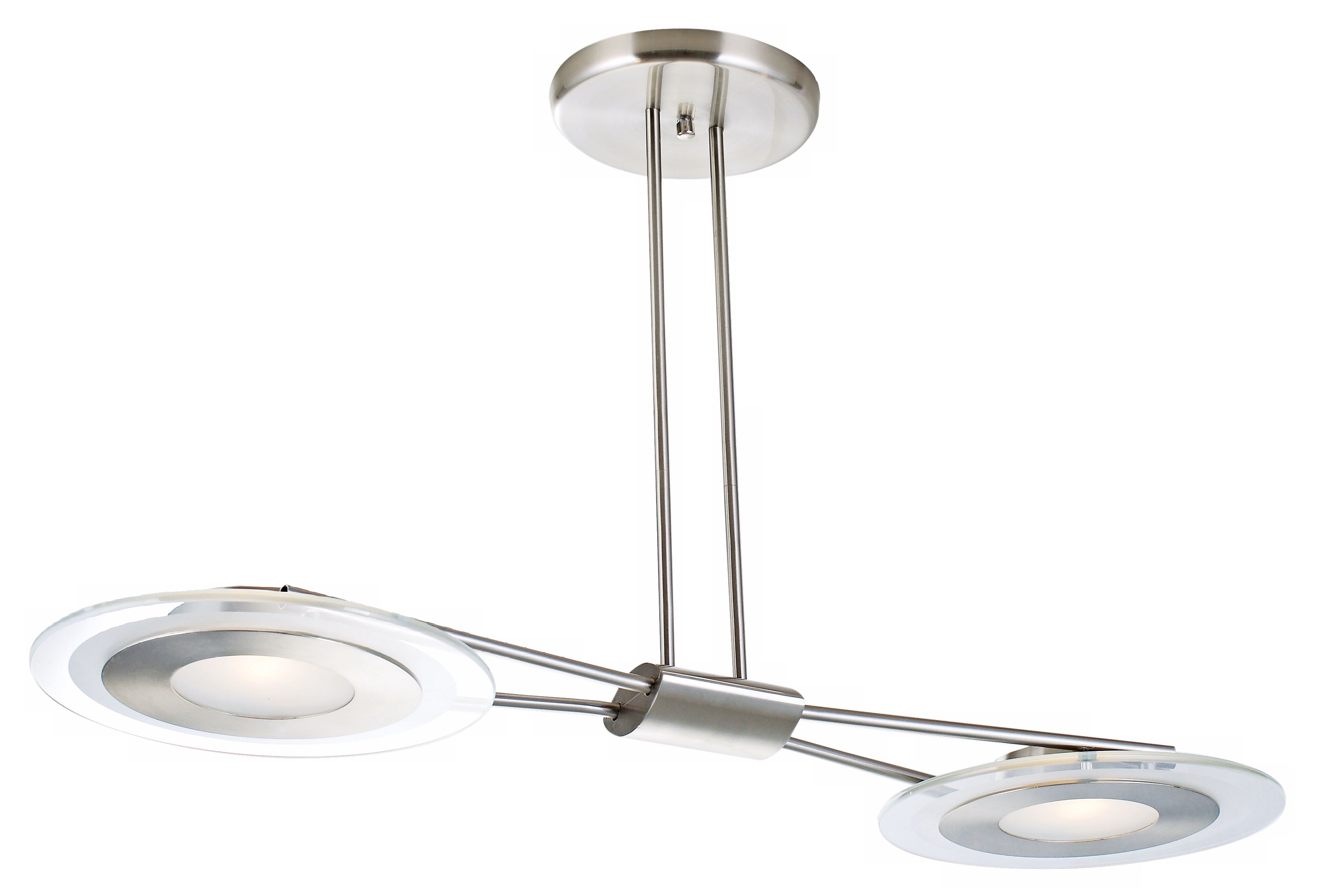 Helius Brushed Steel Finish Dual Light Pendant Chandelier