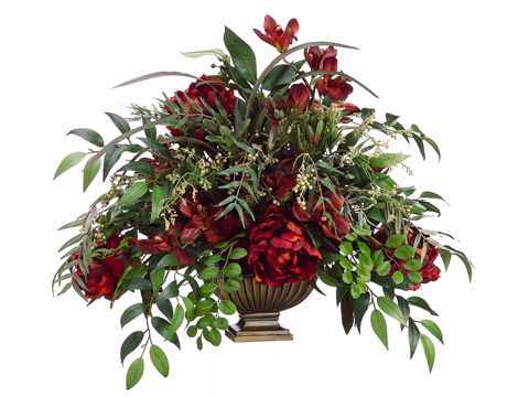 Orchid and Peony Faux Flower Arrangement