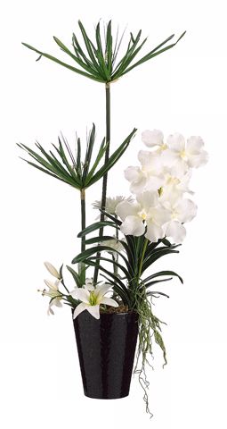 Orchid and Tiger Lily Faux Flower Arrangement