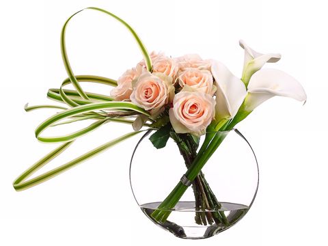 Rose and Calla Lily Faux Flower Arrangement