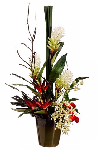 Tropical with Ginger Faux Flower Arrangement