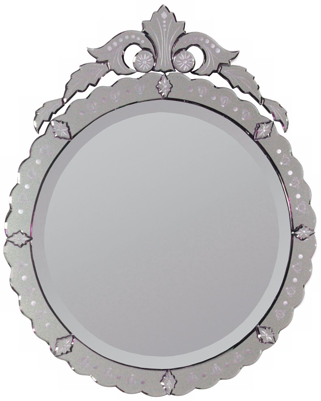 Crowned Venetian Round 34" High Wall Mirror