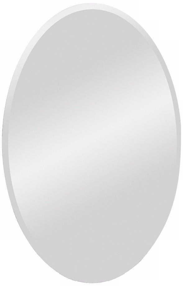 Frameless Beveled 35" High Oval Wall Mirror