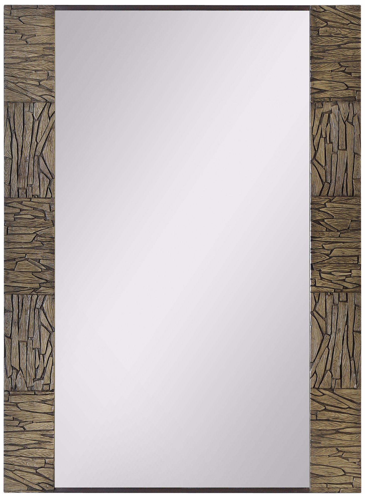Grey Patterned Bark Frame 38" High Wall Mirror