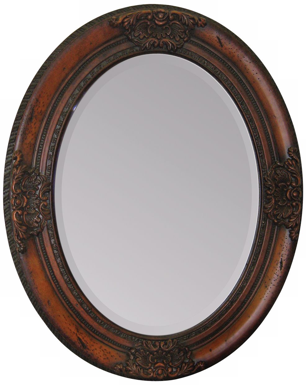 Hand Carved Cherry Finish Wood 30 High Wall Mirror M3571