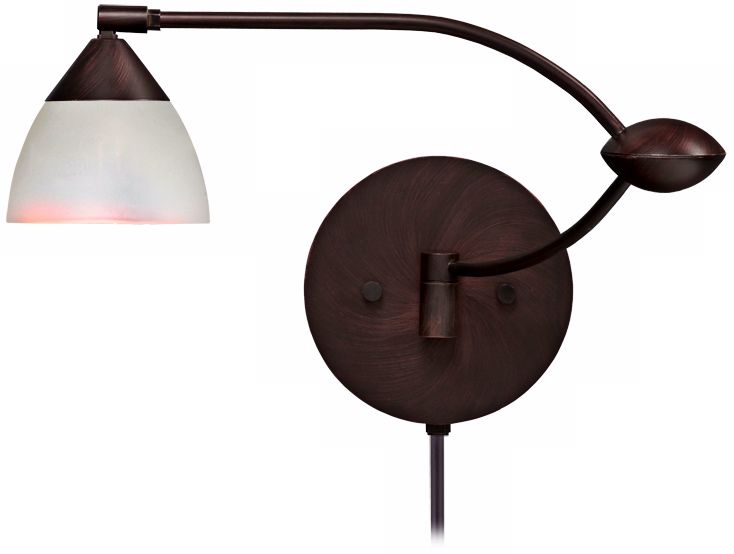 Divi Bronze Pearl Glass 19" Plug-In Swing Arm Wall Light