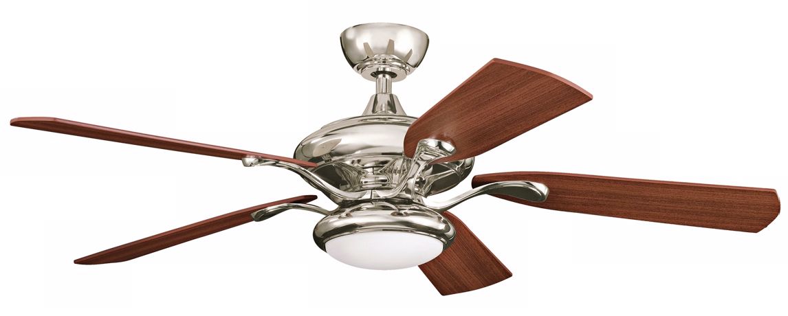 52" Kichler Aldrin Polished Nickel Opal Glass Ceiling Fan