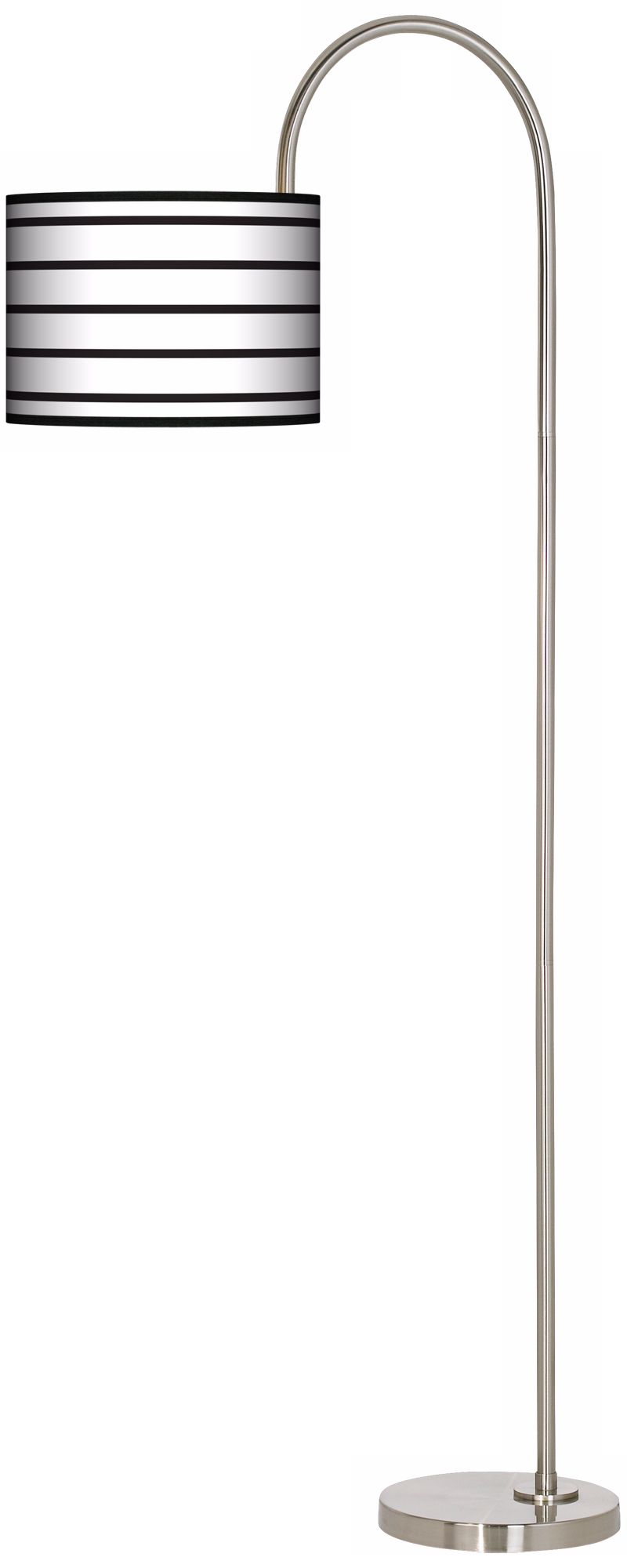 Black Parallels on White Arc Tempo Giclee Floor Lamp
