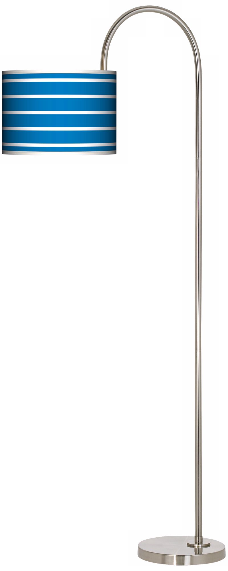 Bold Blue Stripe Arc Tempo Giclee Floor Lamp