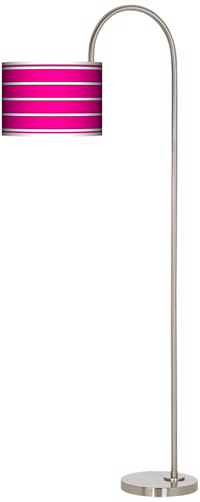 Bold Pink Stripe Arc Tempo Giclee Floor Lamp