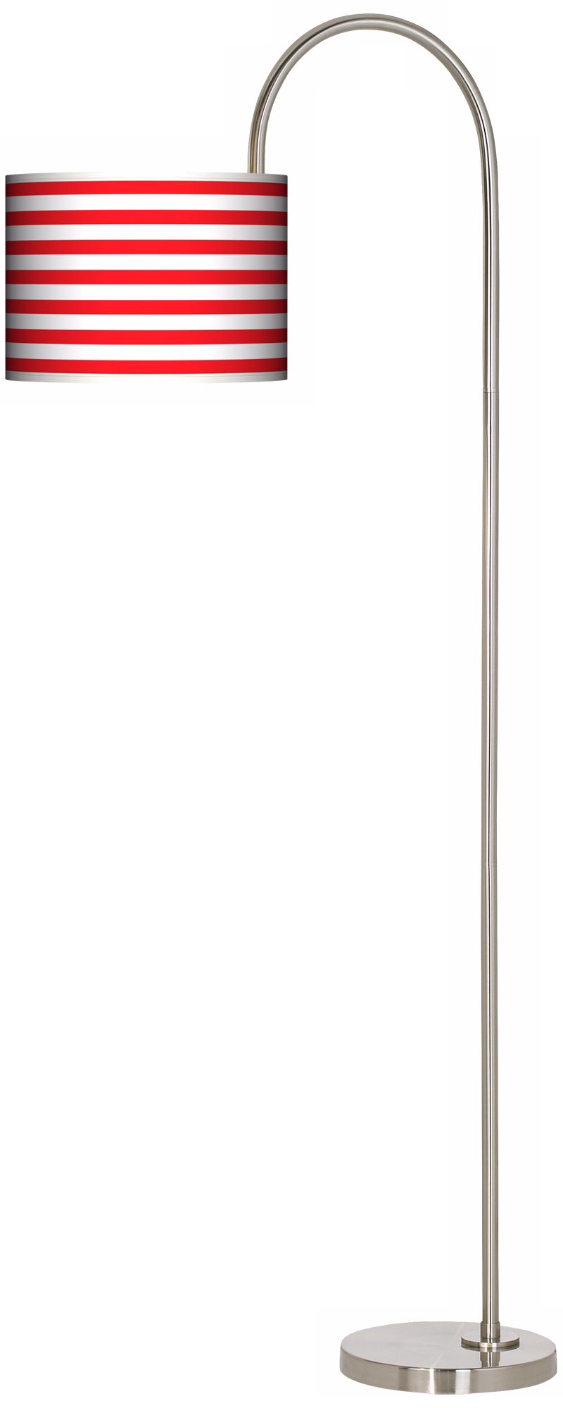 Red Horizontal Stripe Arc Tempo Giclee Floor Lamp